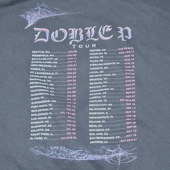 Peso Pluma LS Black Pullover Unisex Hoodie "Double P Tour" - Size Medium - Picture 4 of 7